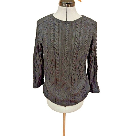 Charter Club Women's Large Black Cable Knit Sweater NWT‎ Classic Preppy - Picture 1 of 5